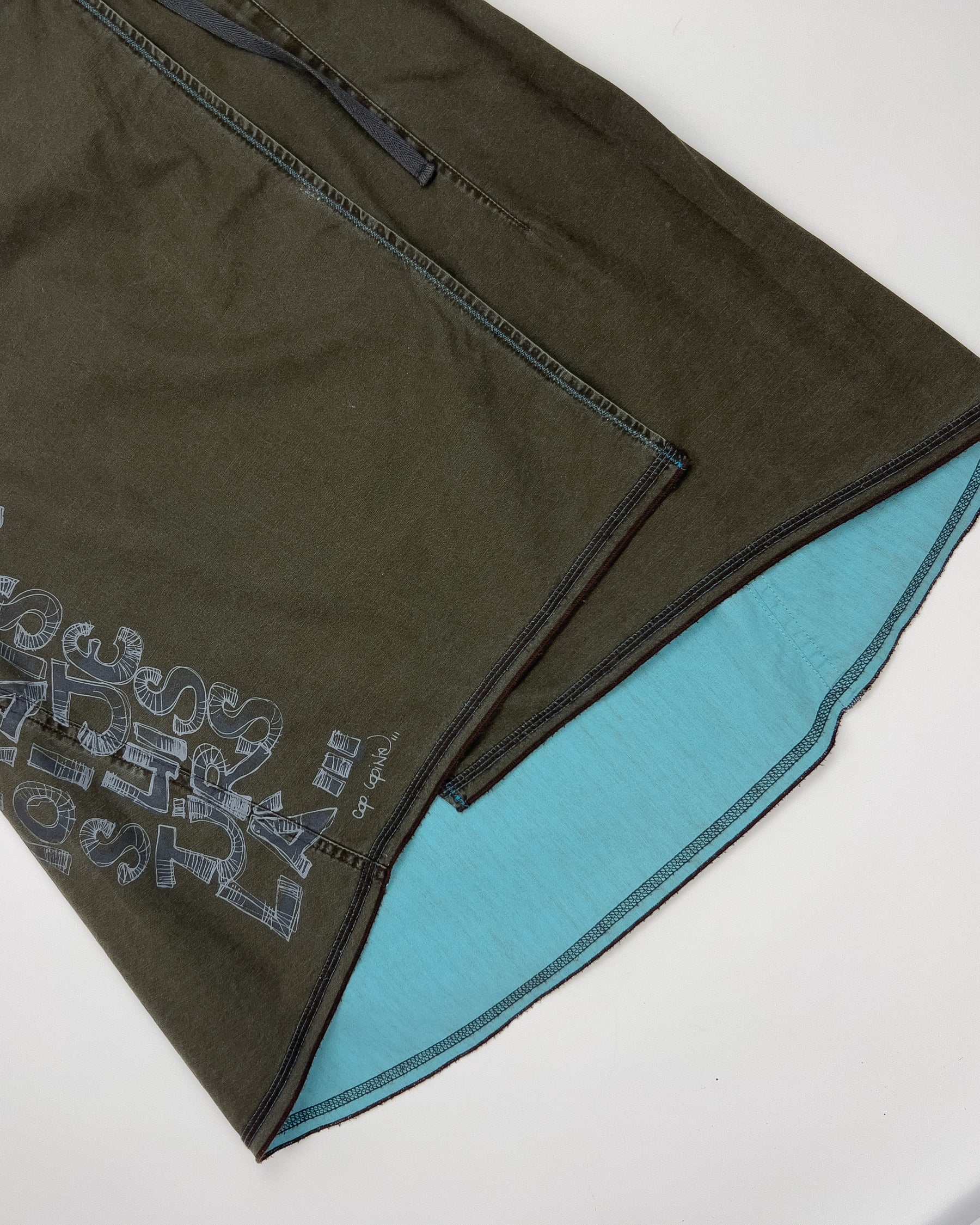 00's Cop Copine Apron Tunic Top in Khaki / Aqua - M