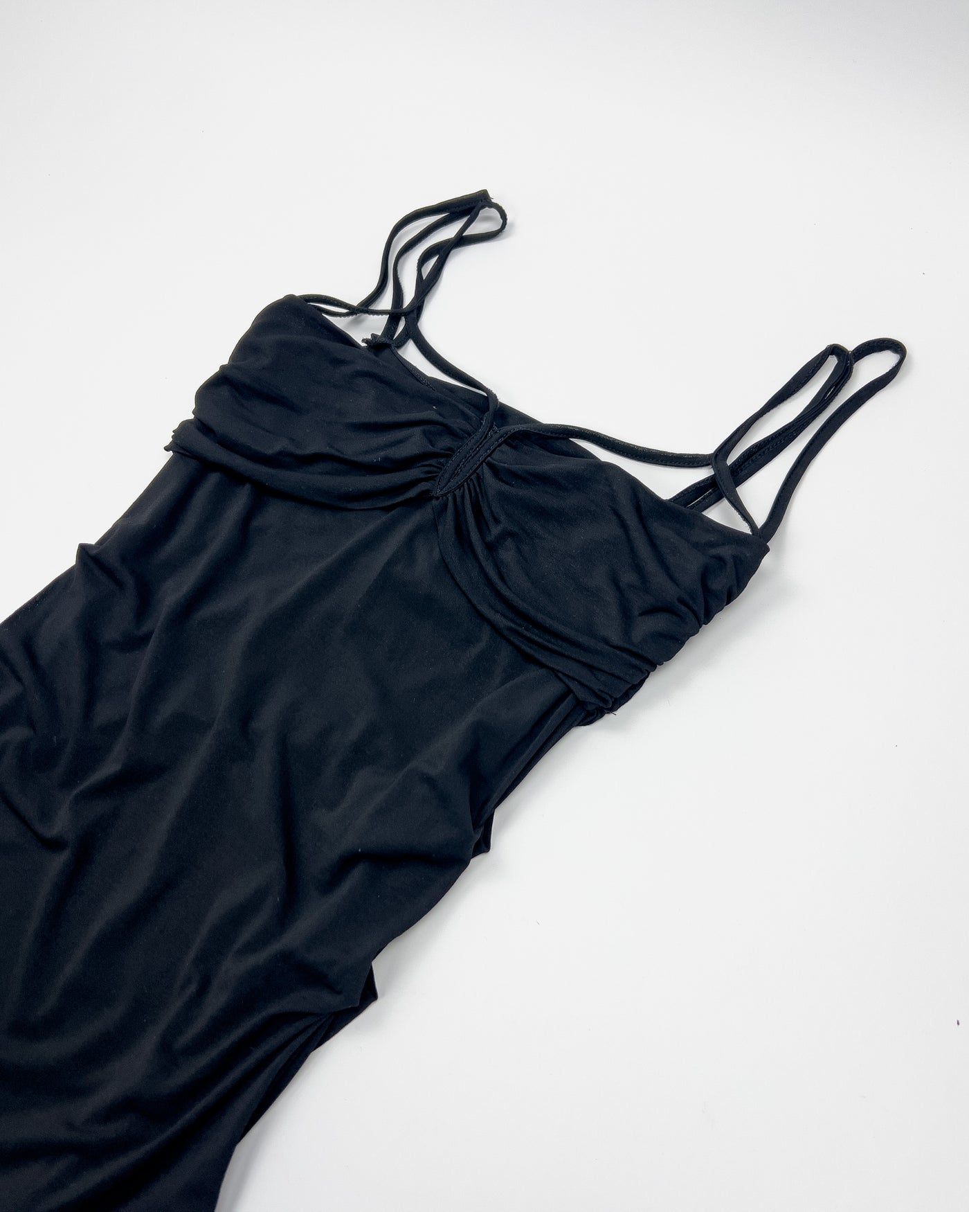 Late 90s Plein Sud Balconette Neckline Dress in Black Jersey Crepe - S/M