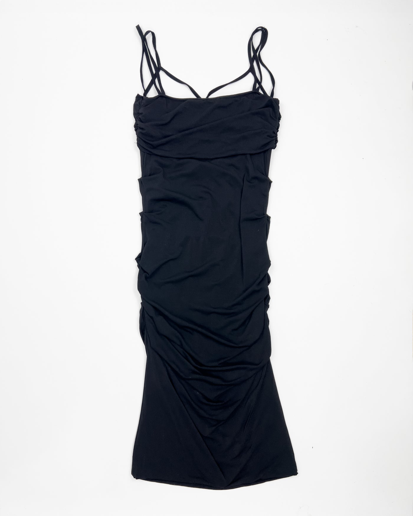 Late 90s Plein Sud Balconette Neckline Dress in Black Jersey Crepe - S/M