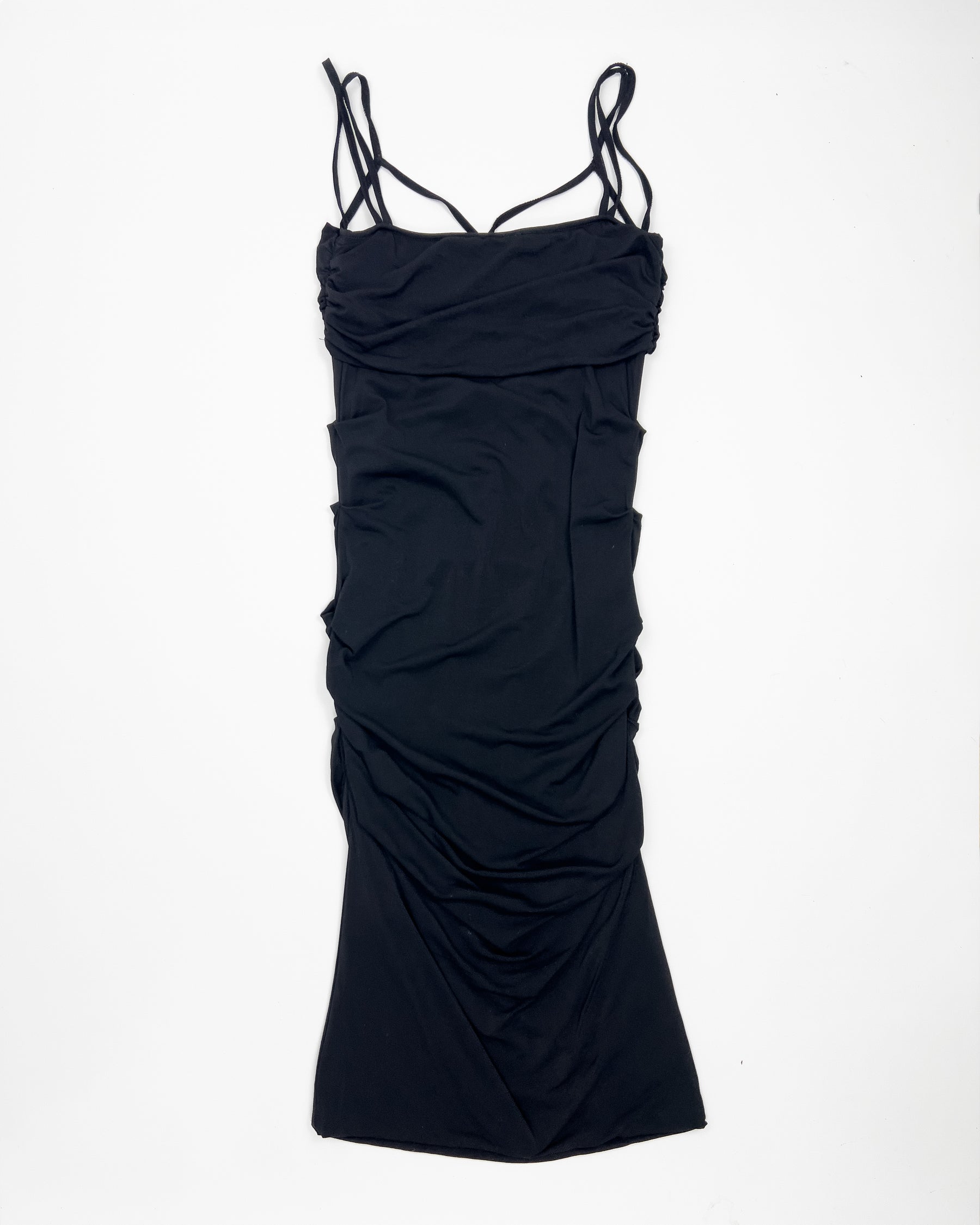 Late 90s Plein Sud Balconette Neckline Dress in Black Jersey Crepe - S/M