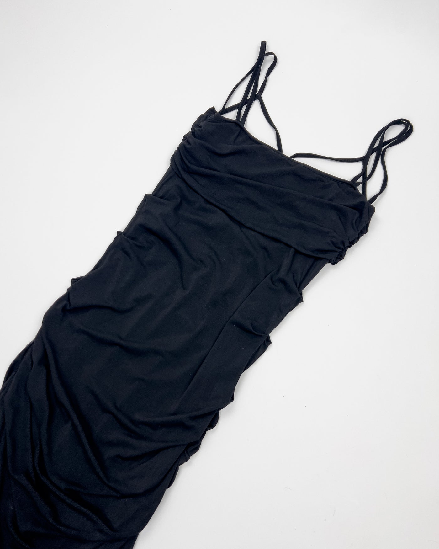 Late 90s Plein Sud Balconette Neckline Dress in Black Jersey Crepe - S/M