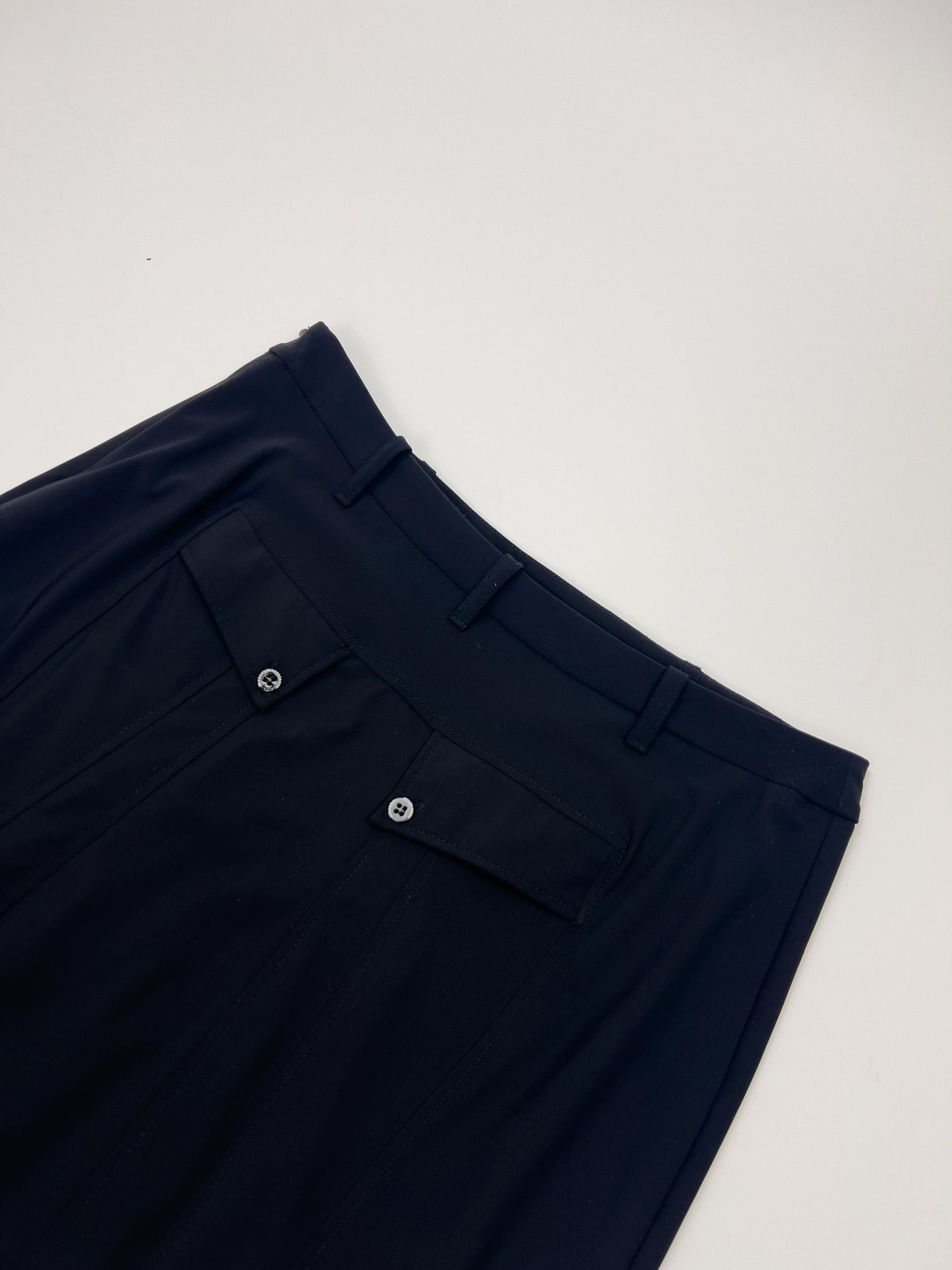 00's French Designer Technical Pleated Midi Skirt with Adjustable Toggle Hem - S