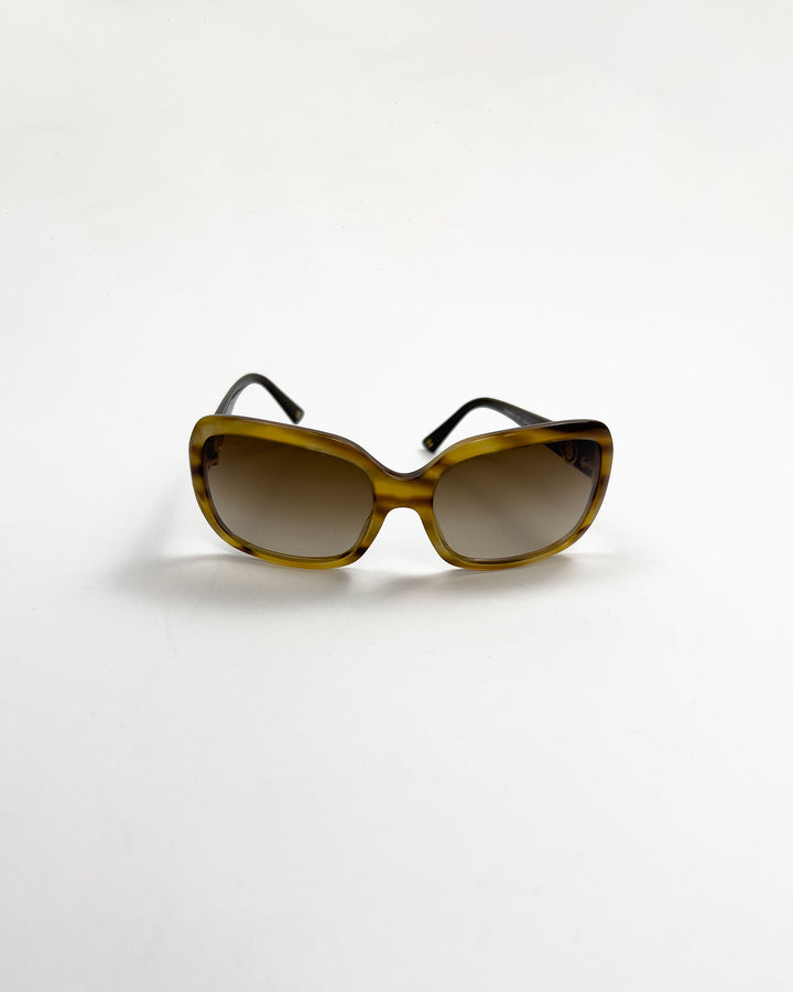 00's Chanel Oversize Sunglasses with Rotatable CC Medallion Charm in Tortoiseshell