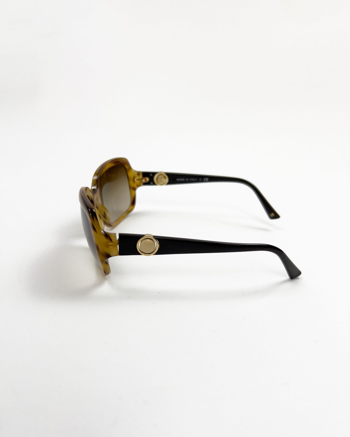 00's Chanel Oversize Sunglasses with Rotatable CC Medallion Charm in Tortoiseshell