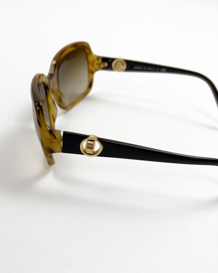 00's Chanel Oversize Sunglasses with Rotatable CC Medallion Charm in Tortoiseshell