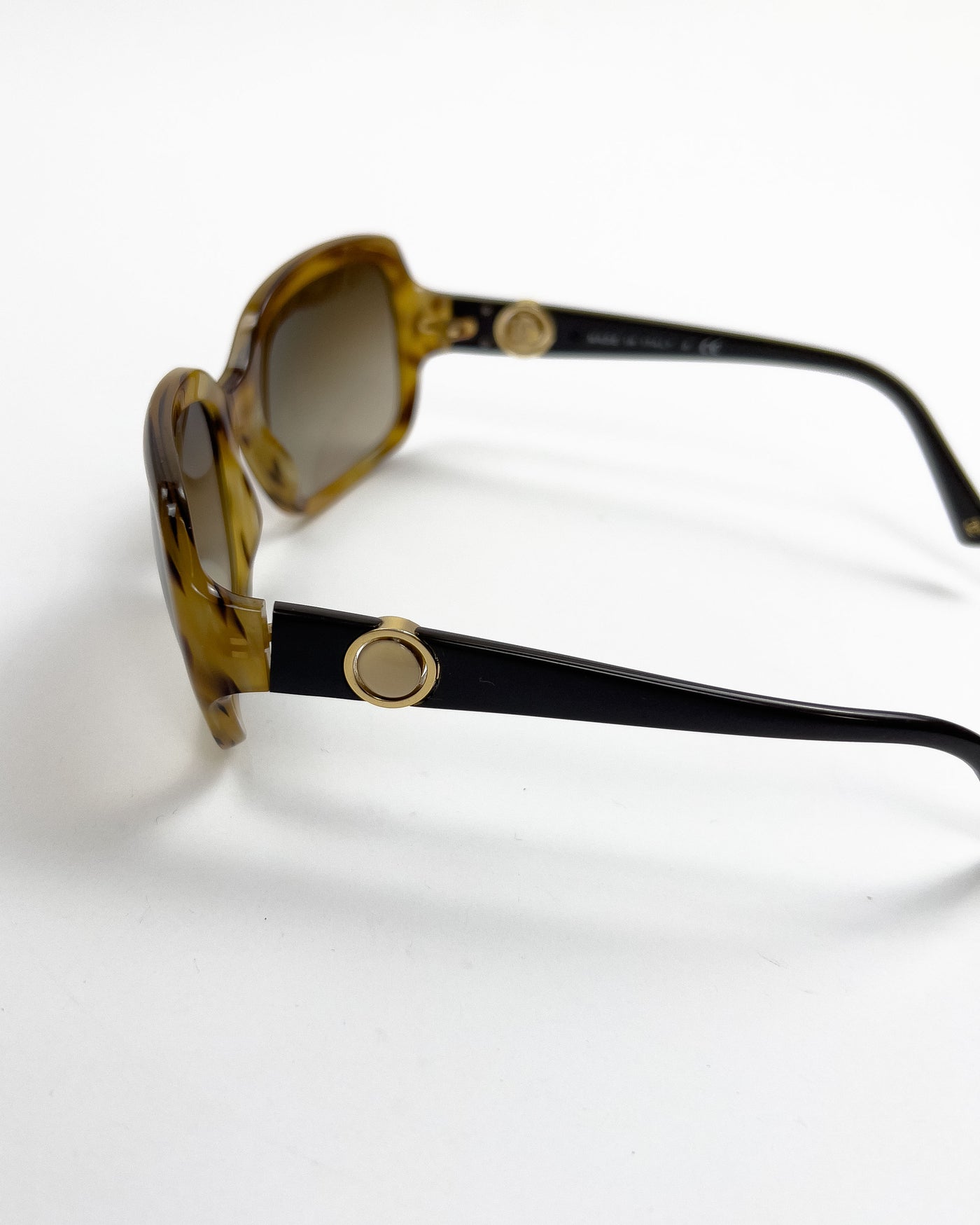 00's Chanel Oversize Sunglasses with Rotatable CC Medallion Charm in Tortoiseshell