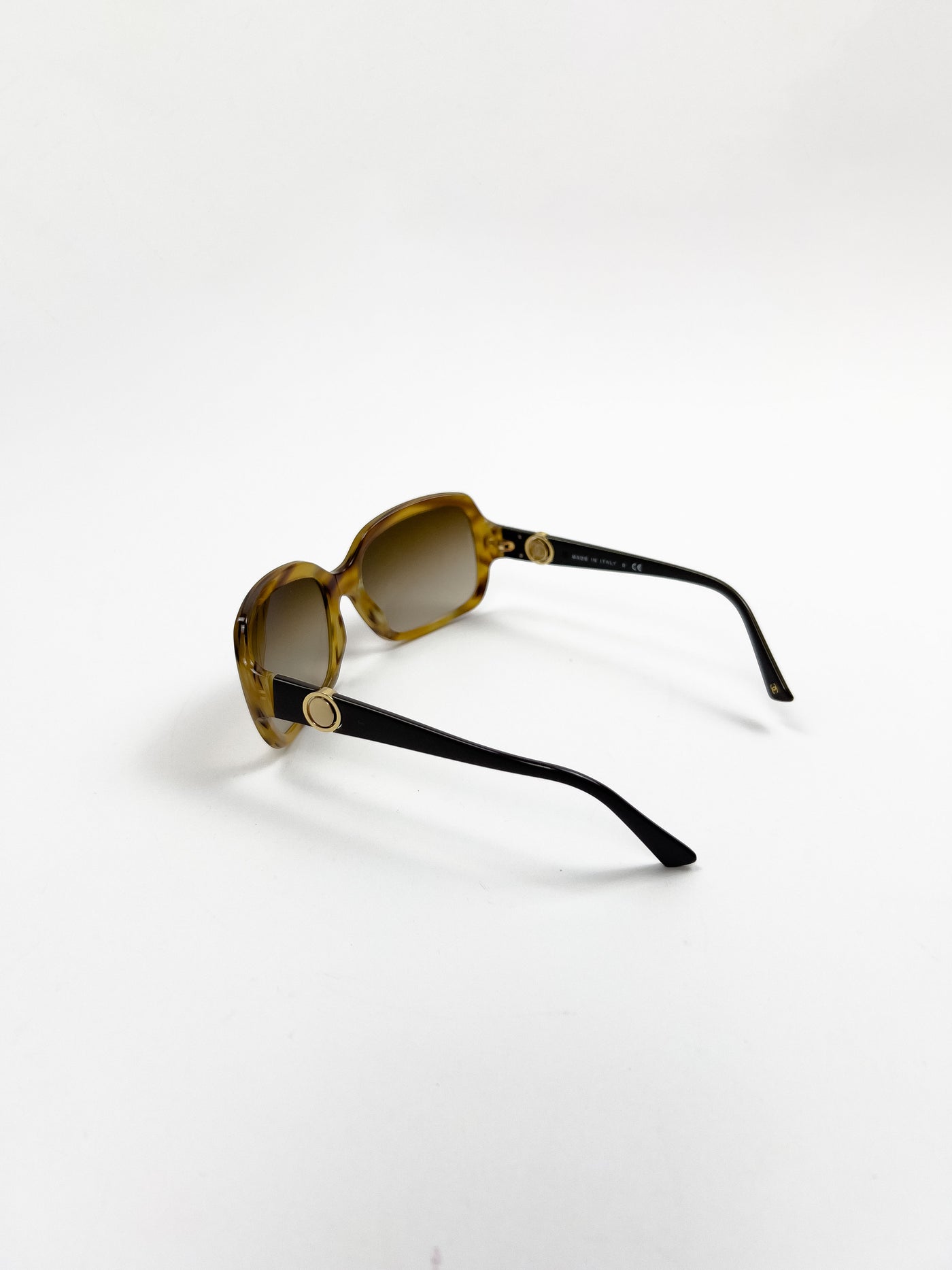 00's Chanel Oversize Sunglasses with Rotatable CC Medallion Charm in Tortoiseshell