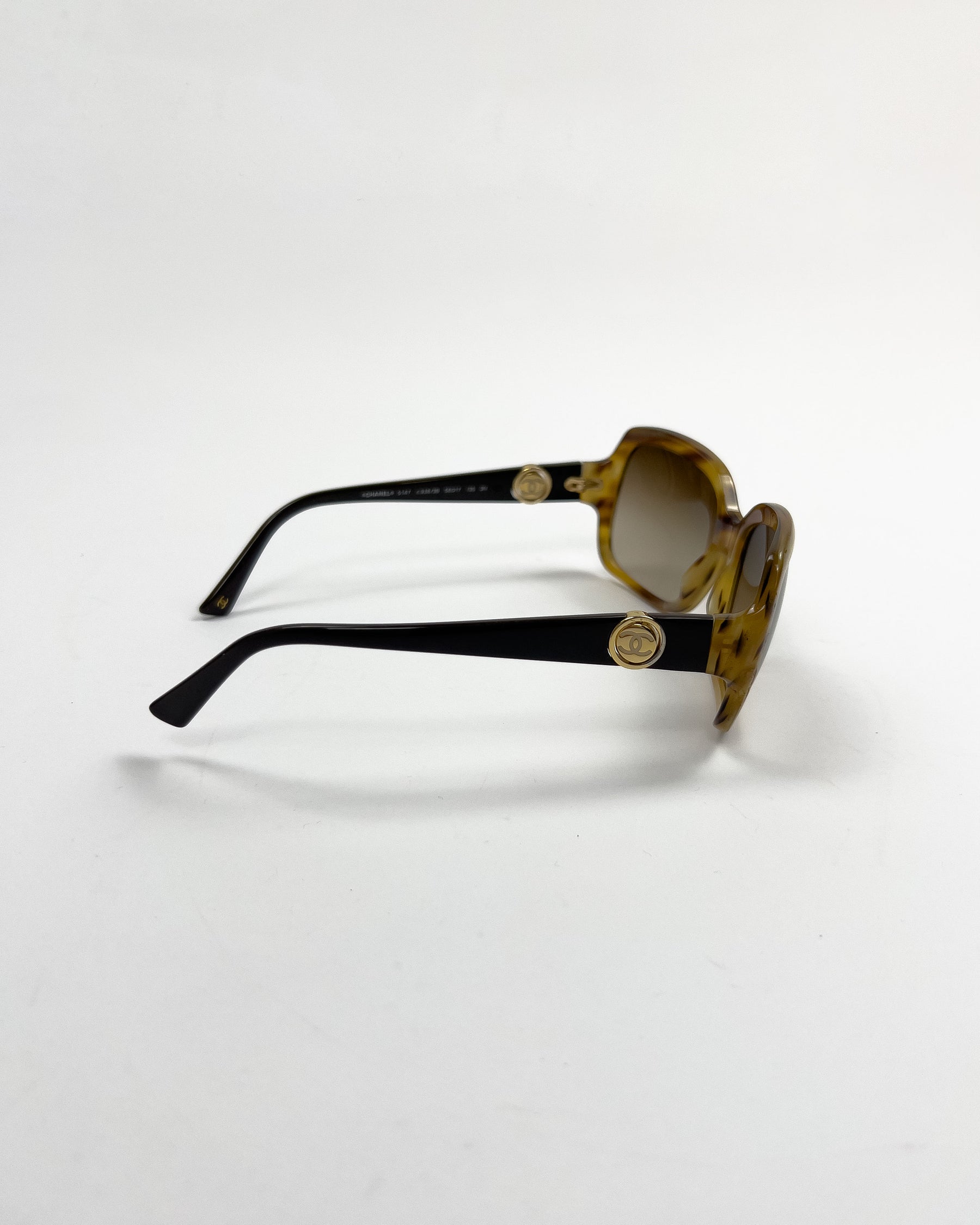 00's Chanel Oversize Sunglasses with Rotatable CC Medallion Charm in Tortoiseshell