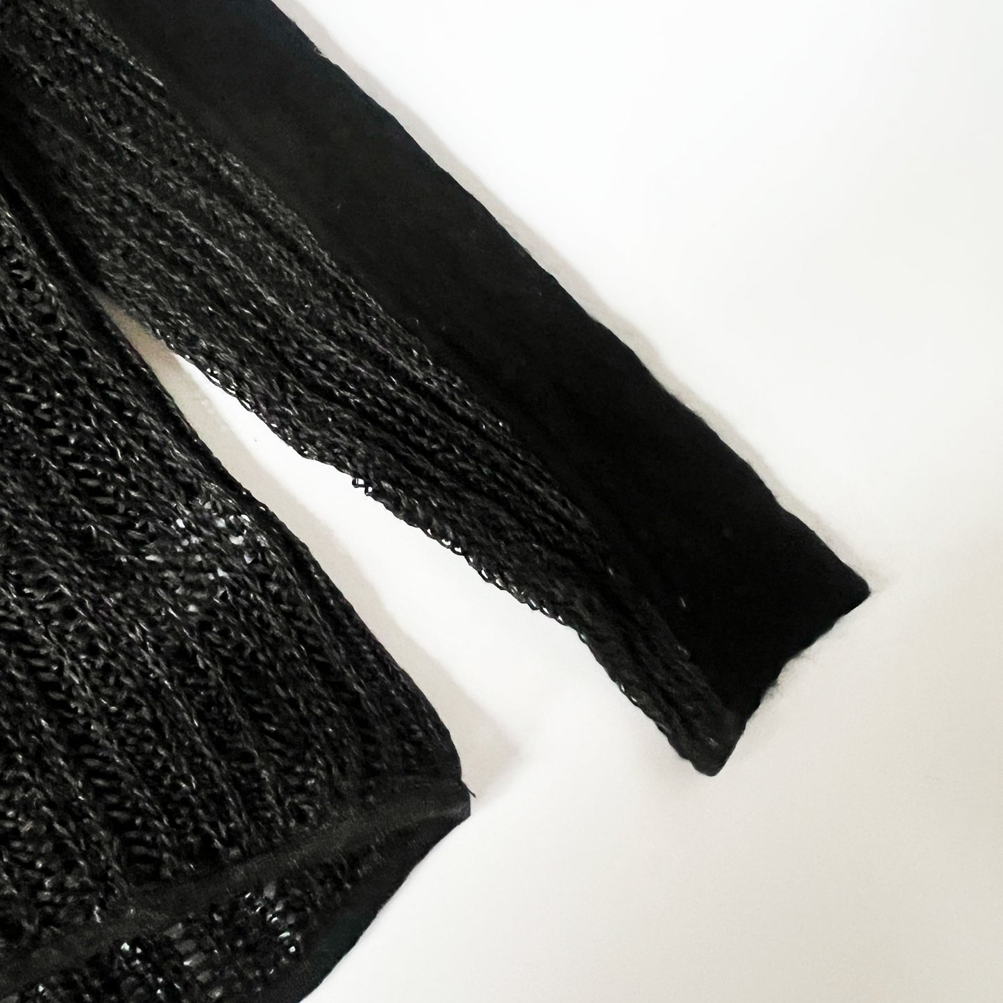 Vintage Helmut Lang Open Knit Jumper with Mohair Panels in Black - M