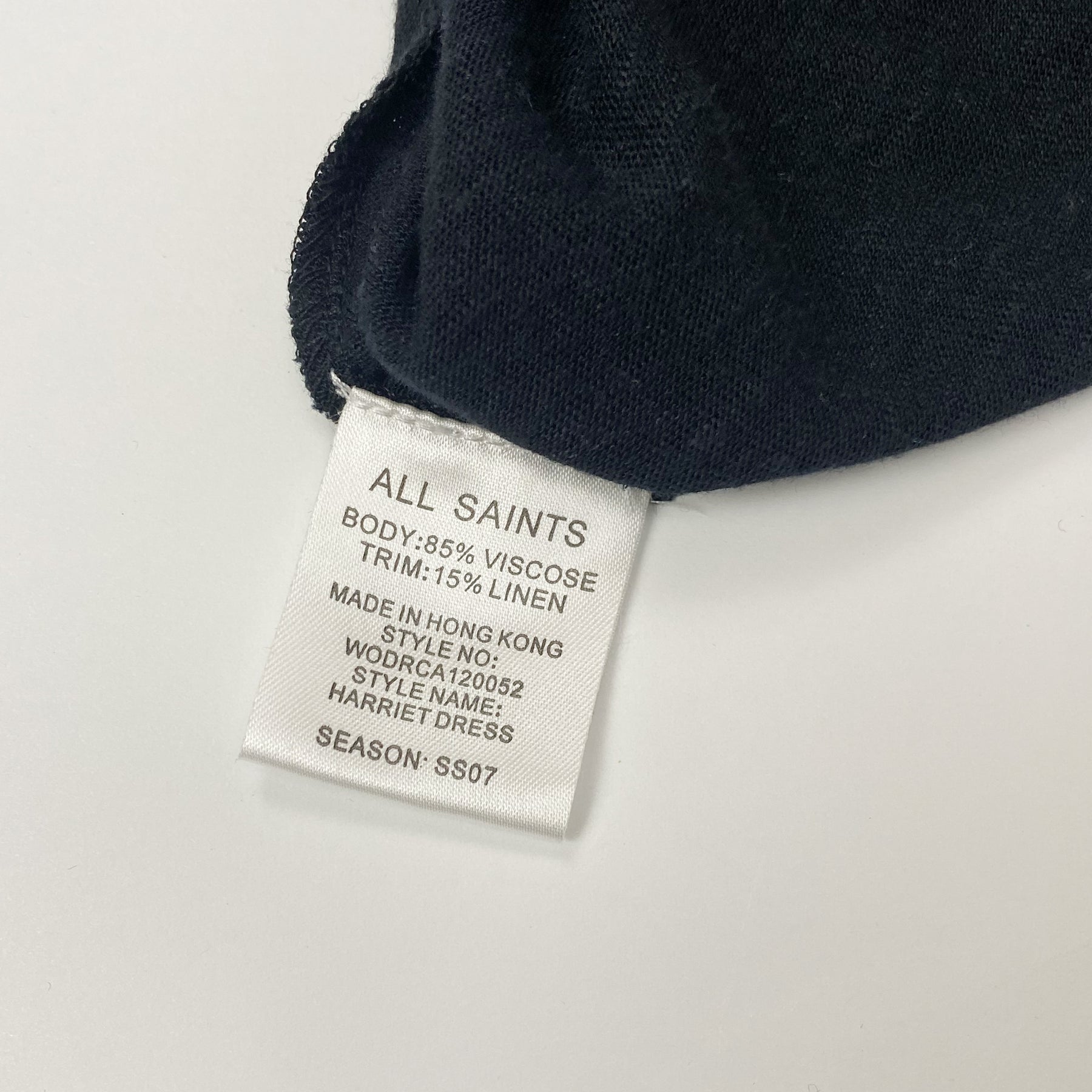 2007 AllSaints babydoll dress in Black with Constrasting Ribbon Tie - XS
