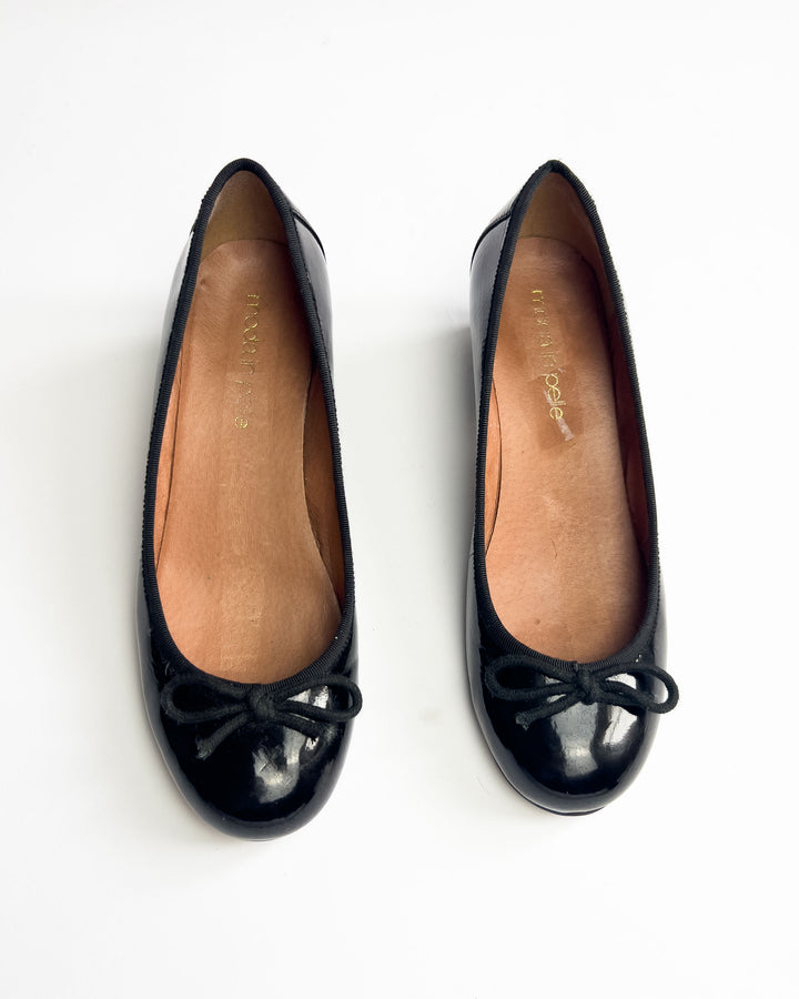 00's Patent Leather Block Heel Ballet Pump in Black - UK 5