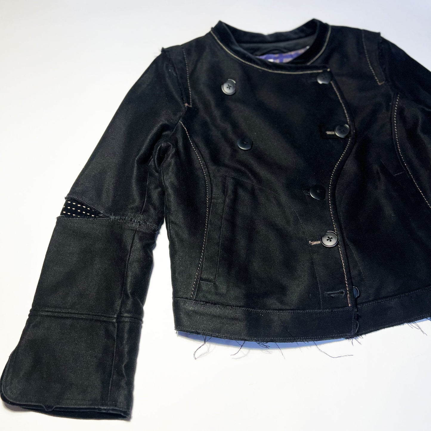 00's Marithé + François Girbaud Crop Jacket in Black Brushed Cotton - XS