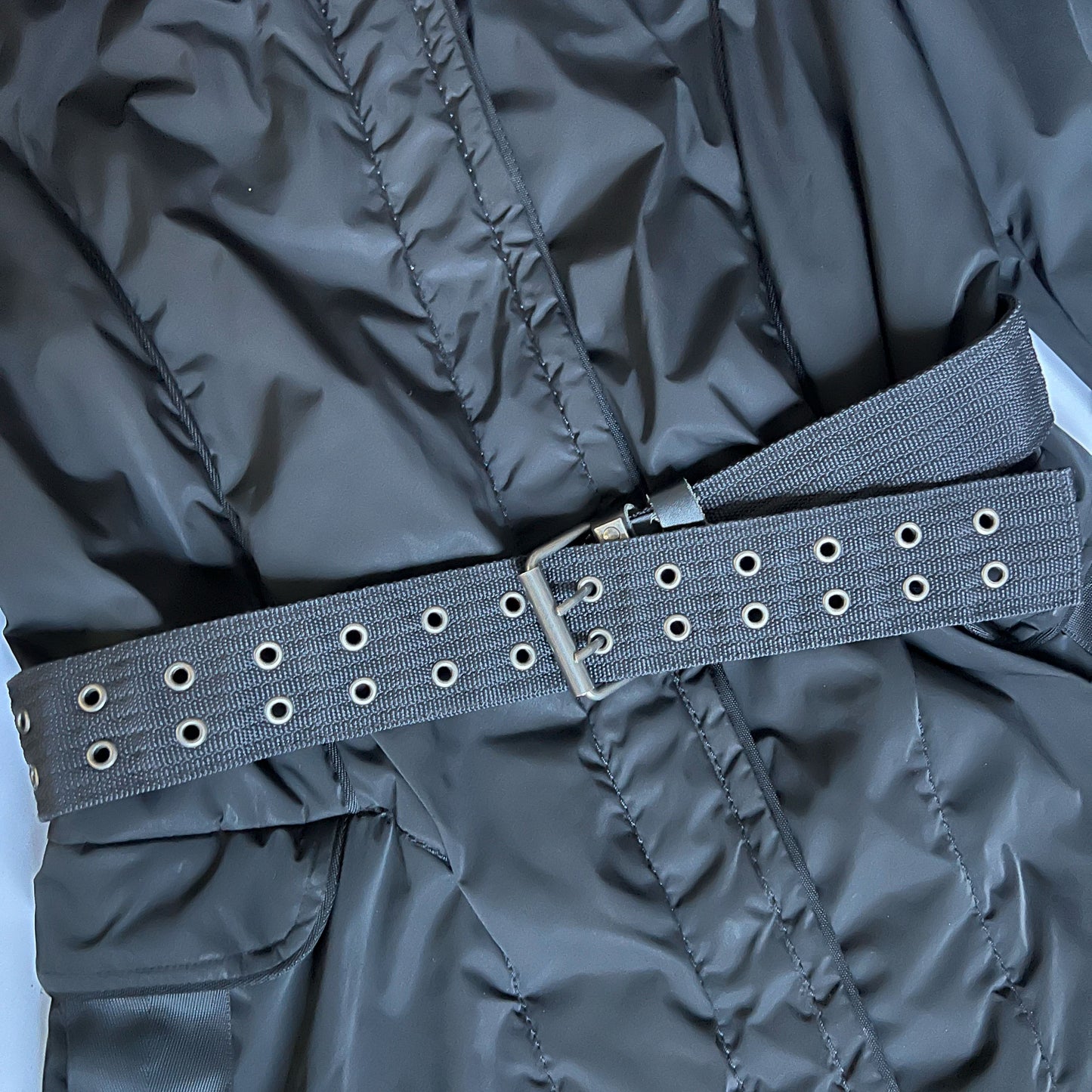 Vintage Marithé + François Girbaud Coat with Bubble Skirt & Belt in Black - M