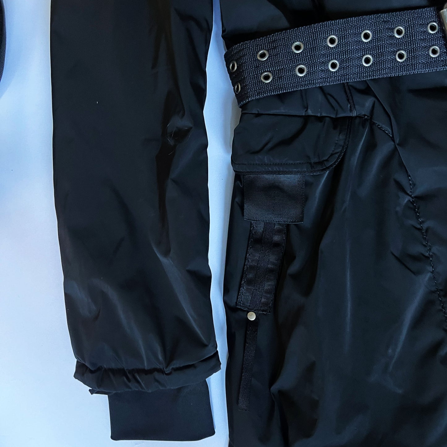 Vintage Marithé + François Girbaud Coat with Bubble Skirt & Belt in Black - M