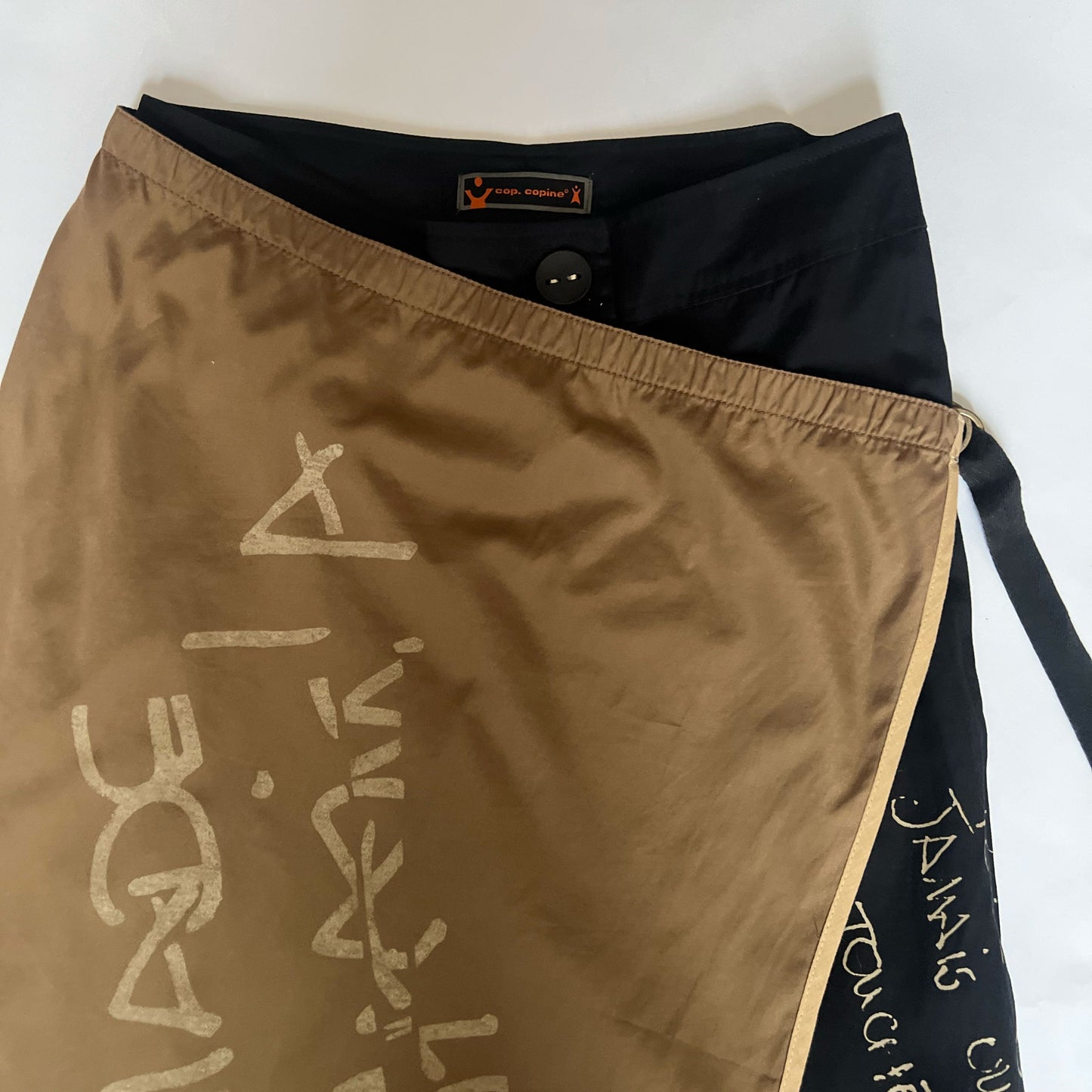 00's Cop Copine Printed Trousers with Wrap Skirt in Black & Camel - S