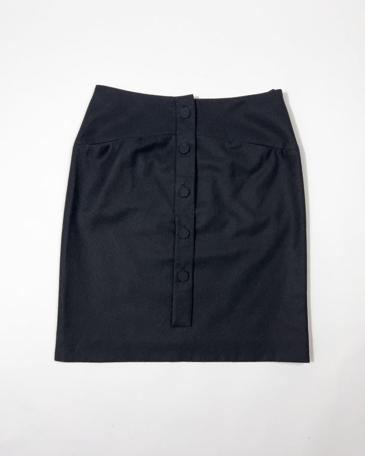 00's Chloe Pencil Skirt with Button Lapel in Black - W30