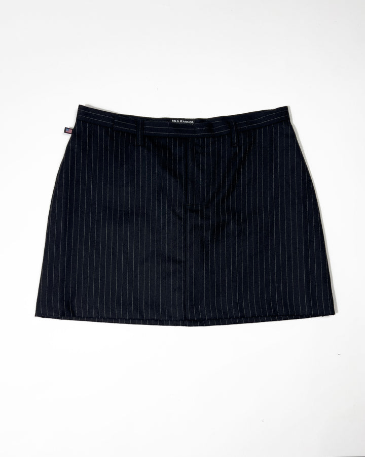 00's Ralph Lauren Tailored Mini Skirt in Navy Wool Pinstripe - W32"