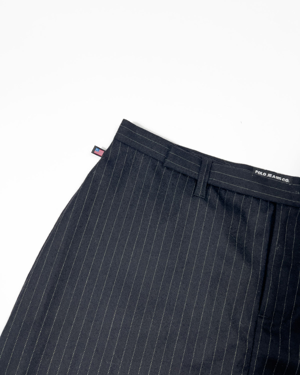 00's Ralph Lauren Tailored Mini Skirt in Navy Wool Pinstripe - W32"