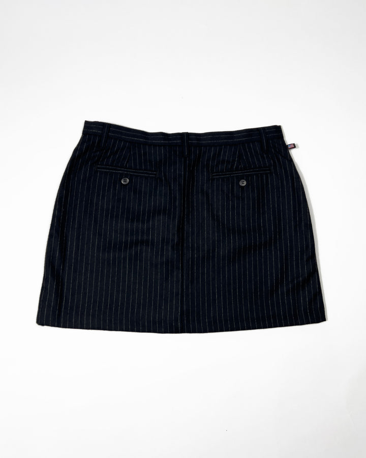 00's Ralph Lauren Tailored Mini Skirt in Navy Wool Pinstripe - W32"