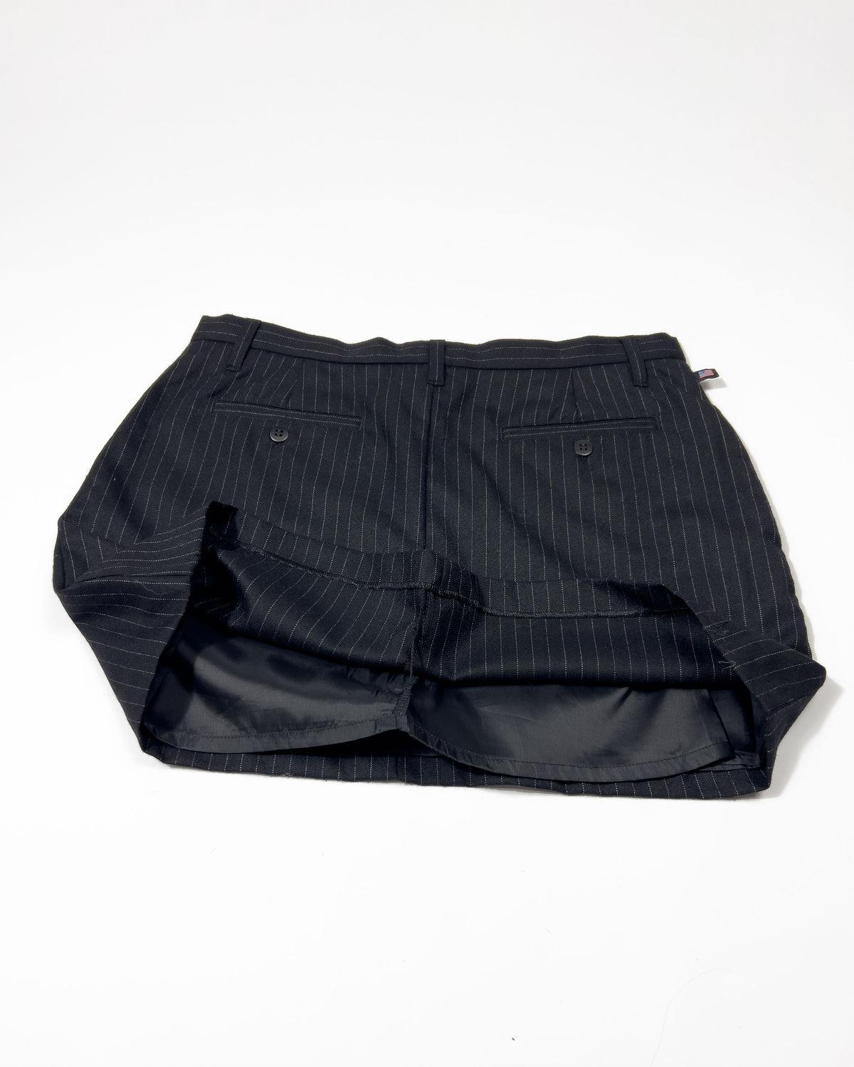 00's Ralph Lauren Tailored Mini Skirt in Navy Wool Pinstripe - W32"