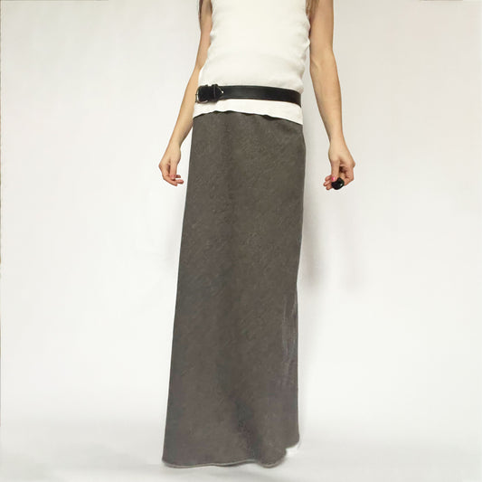 90's Miu Miu Wool Maxi Skirt in Grey - S