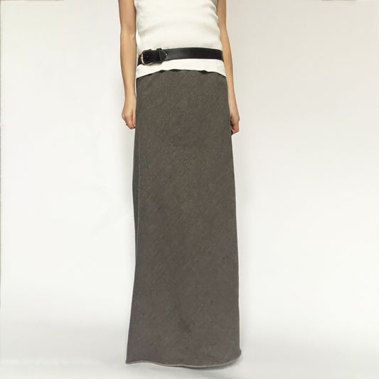 90's Miu Miu Wool Maxi Skirt in Grey - S