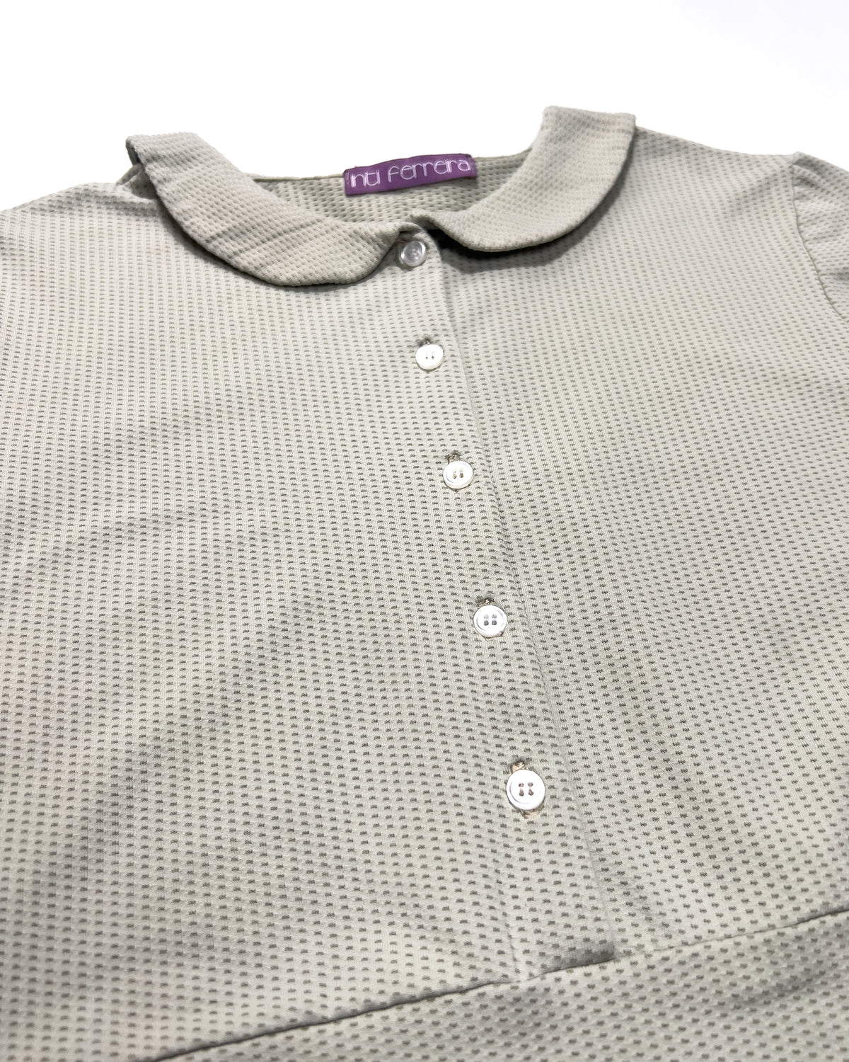 00's Technical Polo Top with Peter Pan Collar in Sage Green - S