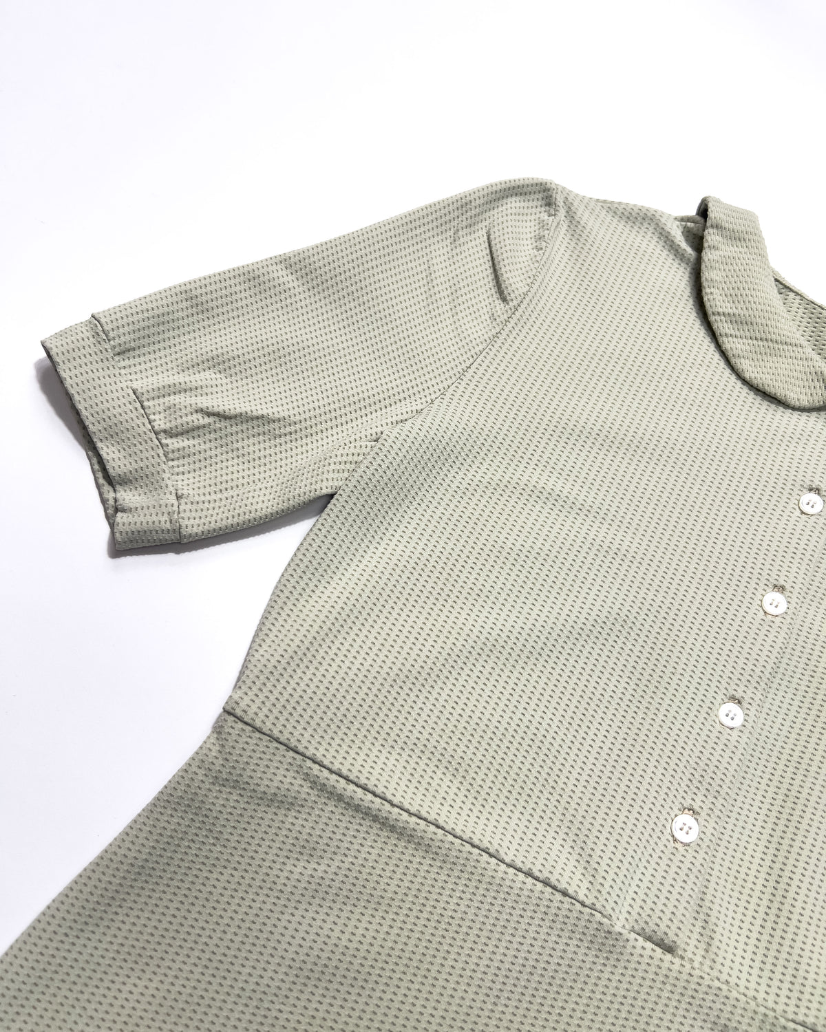 00's Technical Polo Top with Peter Pan Collar in Sage Green - S