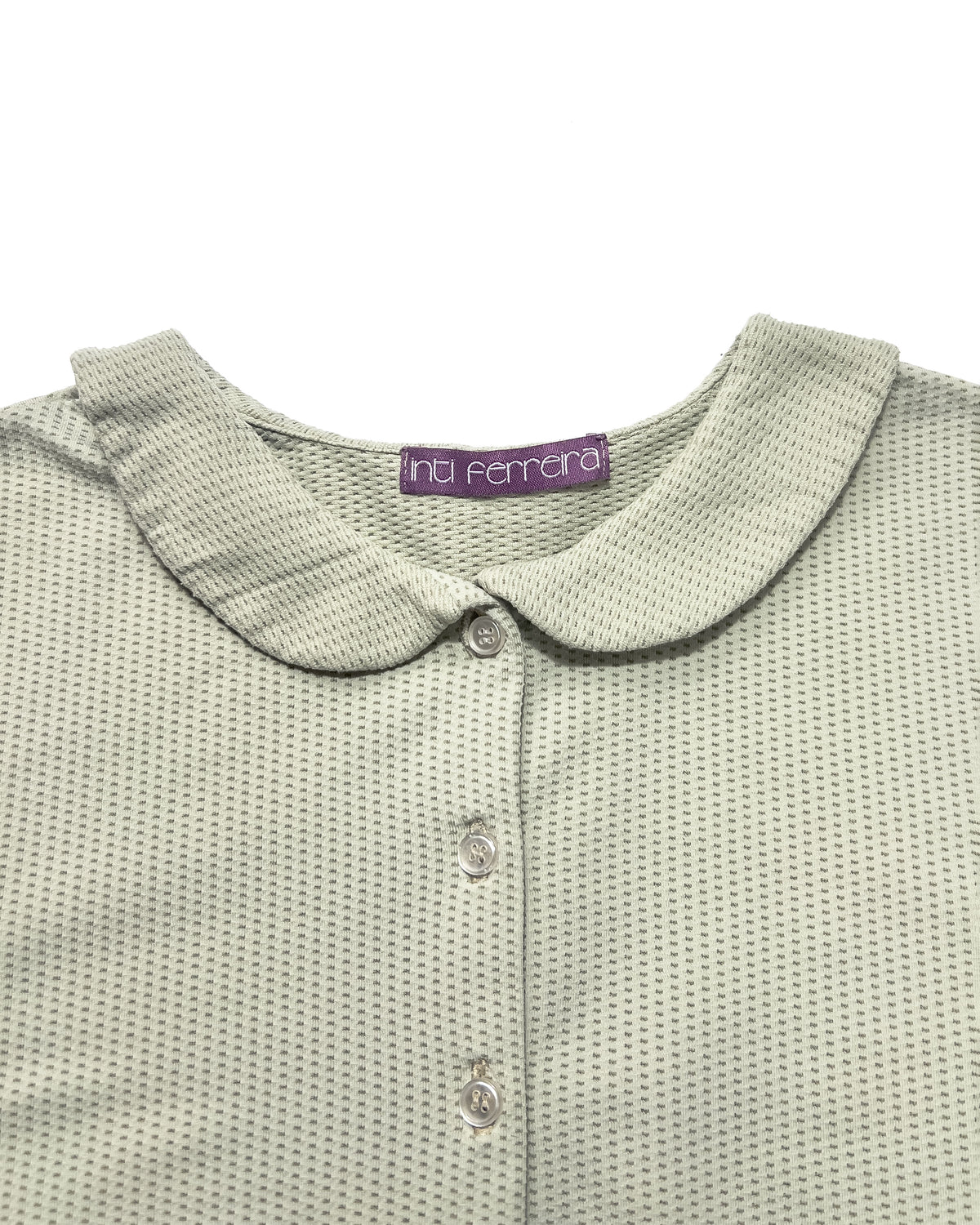 00's Technical Polo Top with Peter Pan Collar in Sage Green - S