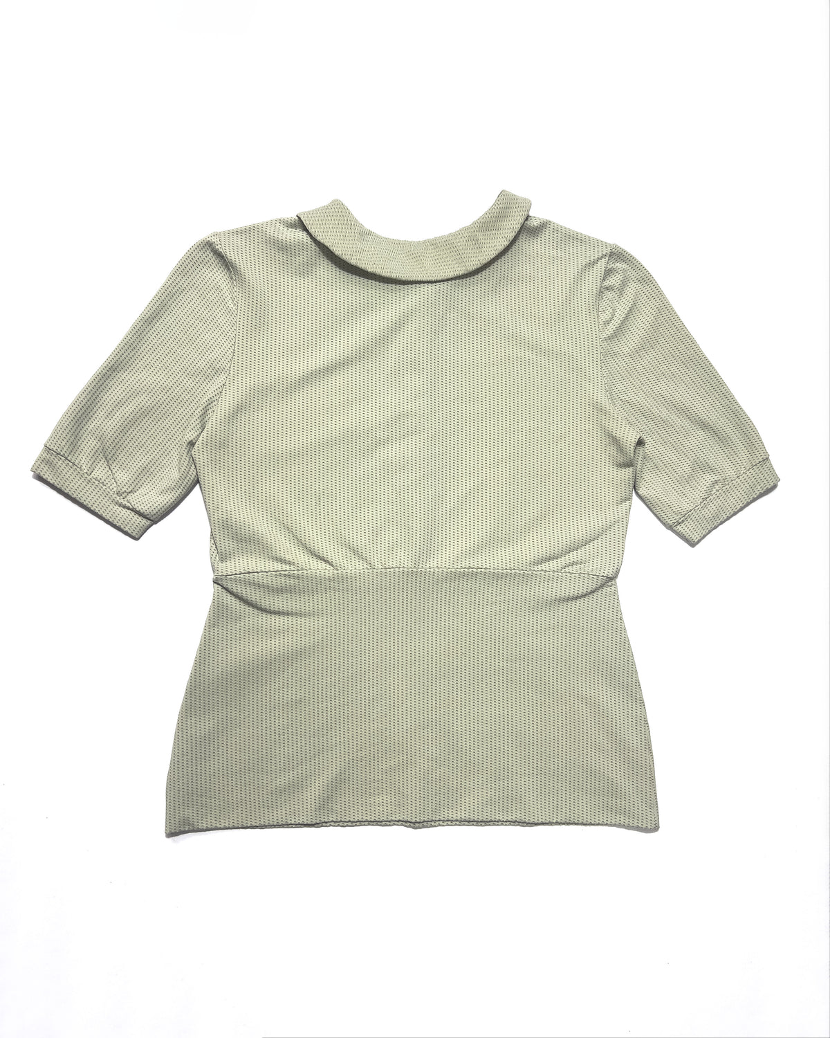 00's Technical Polo Top with Peter Pan Collar in Sage Green - S