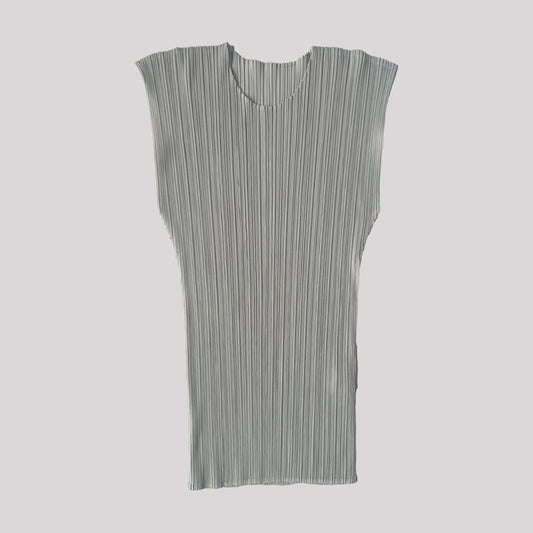Issey Miyake Pleats Please Technical Pleats Tank Top in Light Grey - Size 4 
