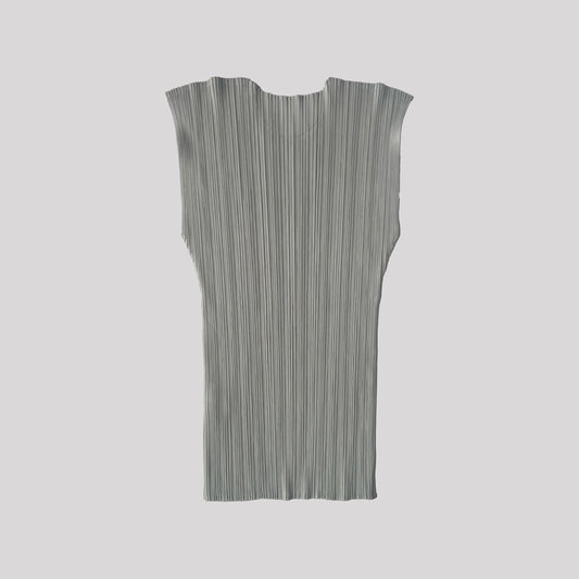 Issey Miyake Pleats Please Technical Pleats Tank Top in Light Grey - Size 4 