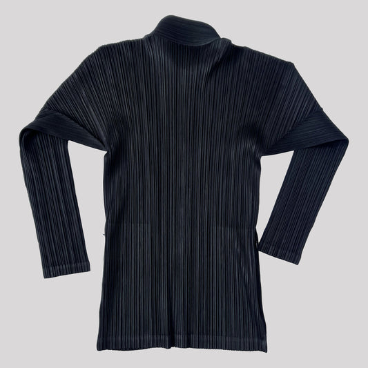 Issey Miyake Pleats Please Zip Up Jacket with Double Way Zip in Black - Size 4 