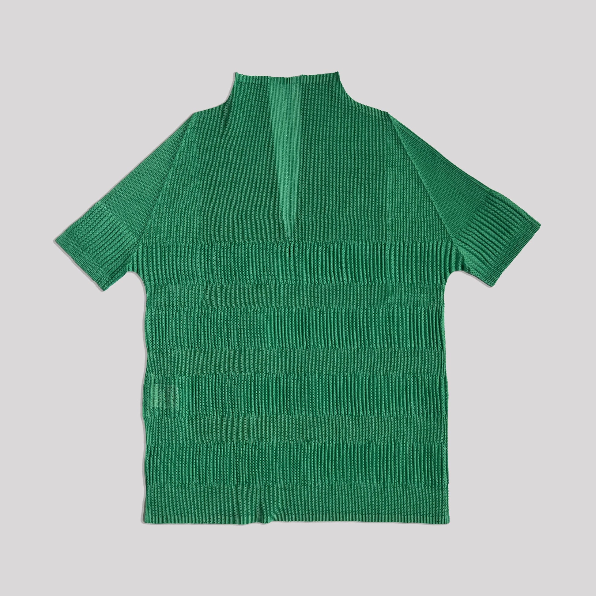 Issey Miyake Pleats Pleats Top with High Neck in Green 