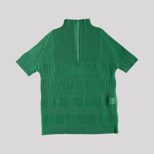 Issey Miyake Pleats Pleats Top with High Neck in Green 