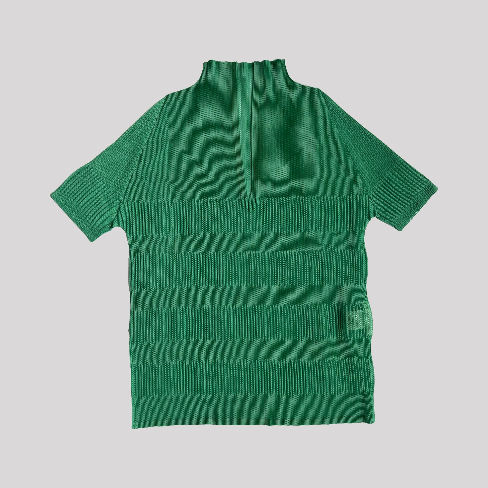 Issey Miyake Pleats Pleats Top with High Neck in Green 