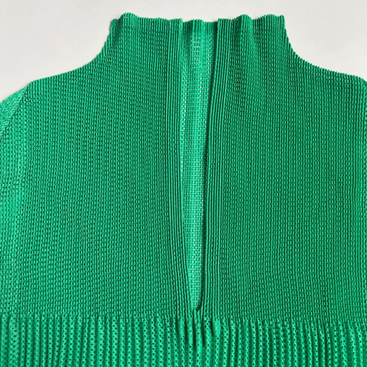 Issey Miyake Pleats Pleats Top with High Neck in Green 