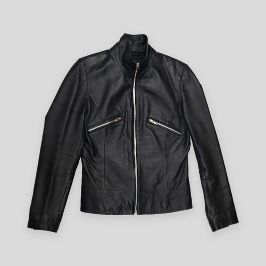 black leather moto 