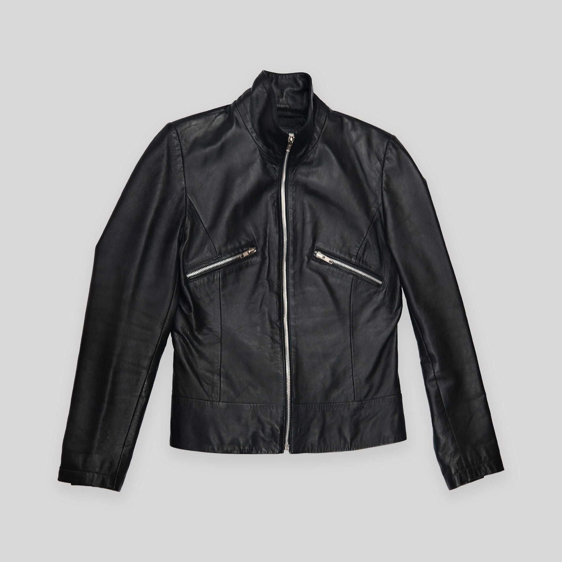black leather moto 