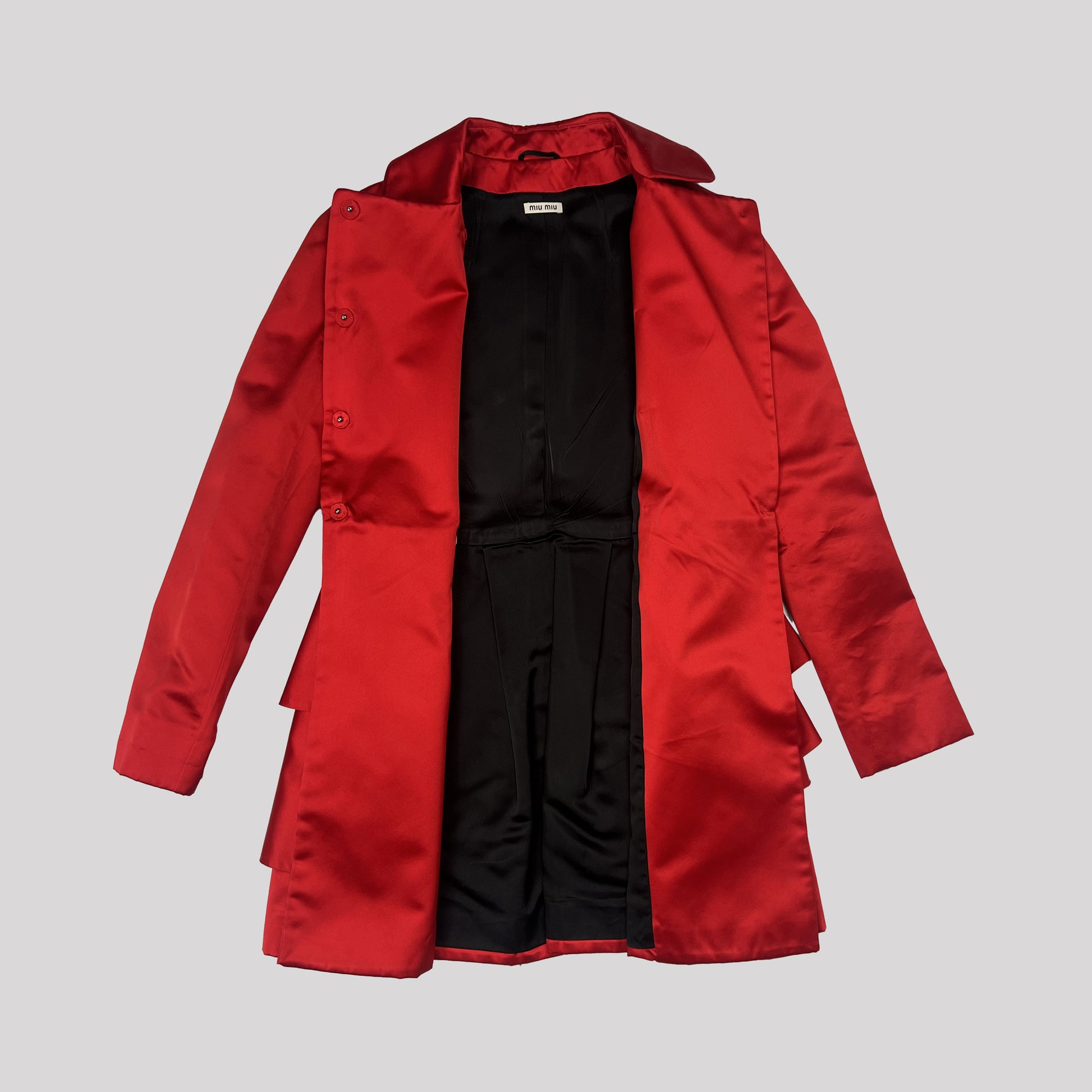 Resort 2012 Miu Miu Dress Coat in Red Silk - S 