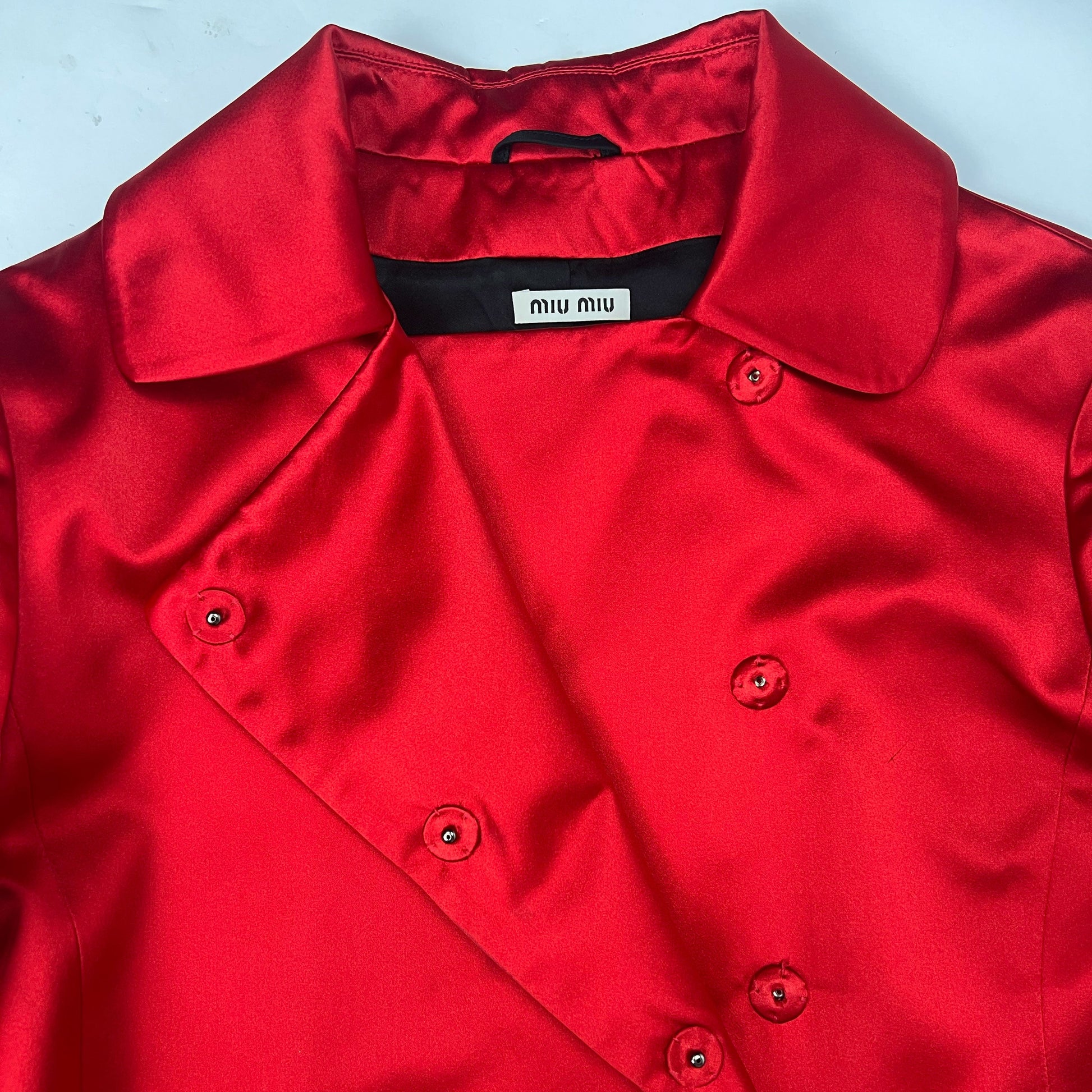 Resort 2012 Miu Miu Dress Coat in Red Silk - S 