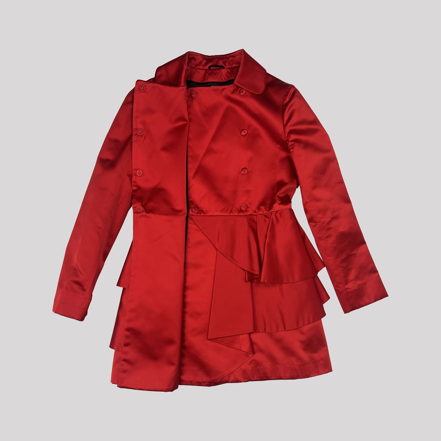 Resort 2012 Miu Miu Dress Coat in Red Silk - S 