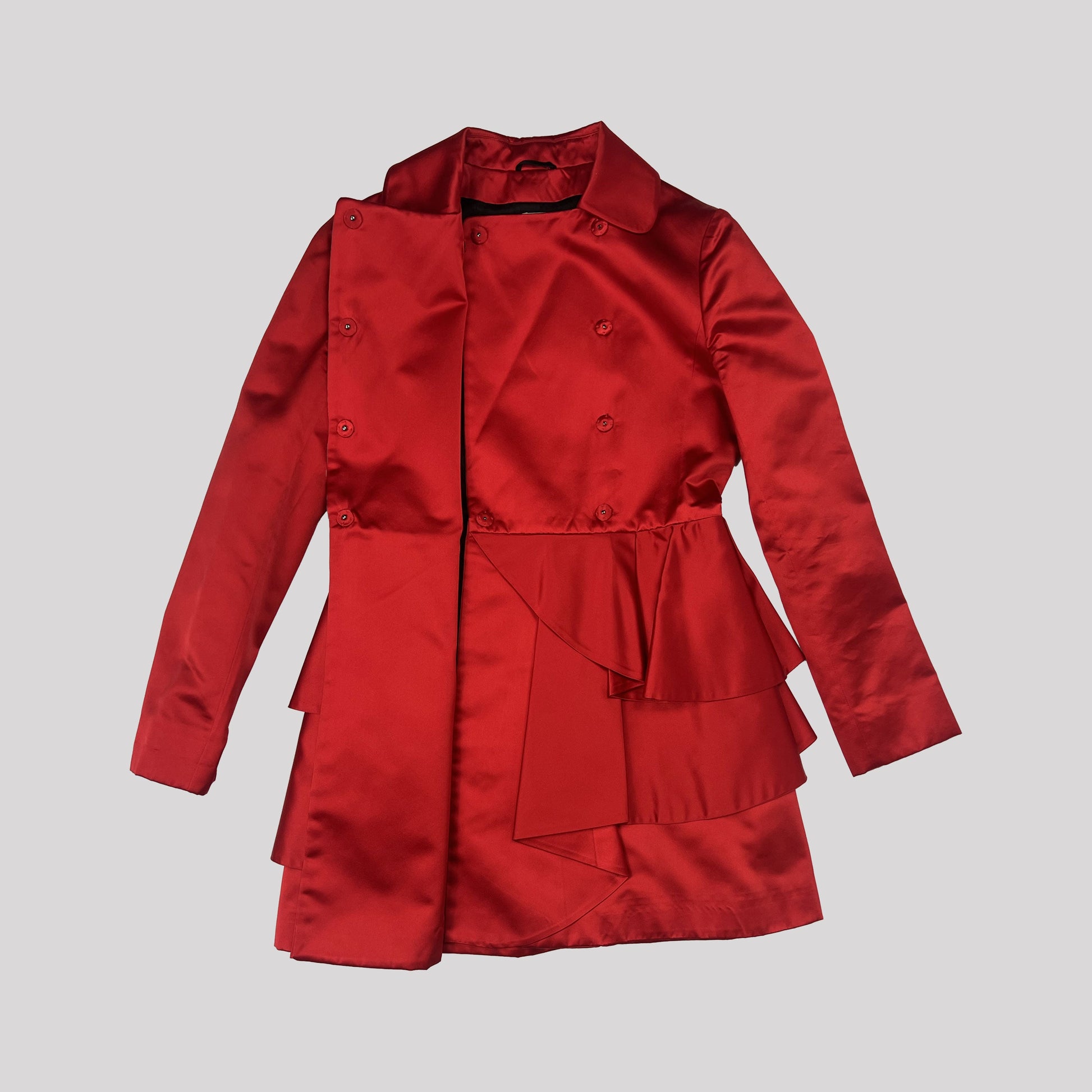 Resort 2012 Miu Miu Dress Coat in Red Silk - S 