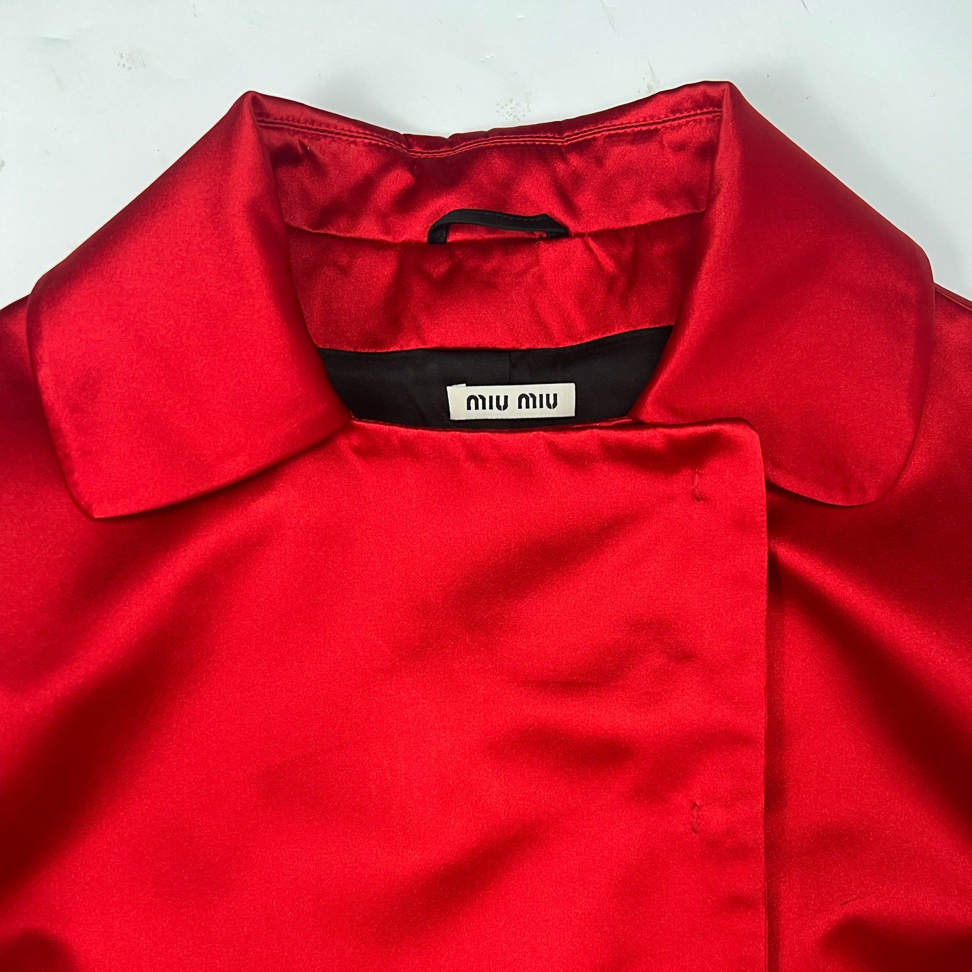 Resort 2012 Miu Miu Dress Coat in Red Silk - S 