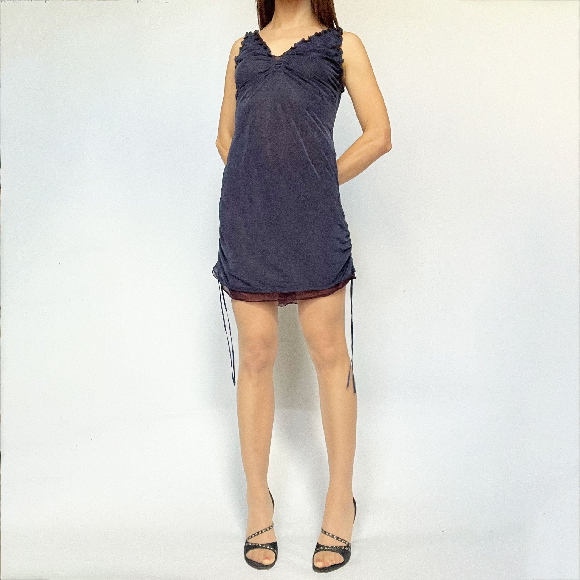 SS 2005 Issey Miyake Mesh Mini Dress in Blue - S 