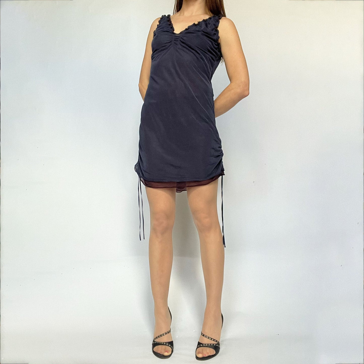 SS 2005 Issey Miyake Mesh Mini Dress in Blue - S 