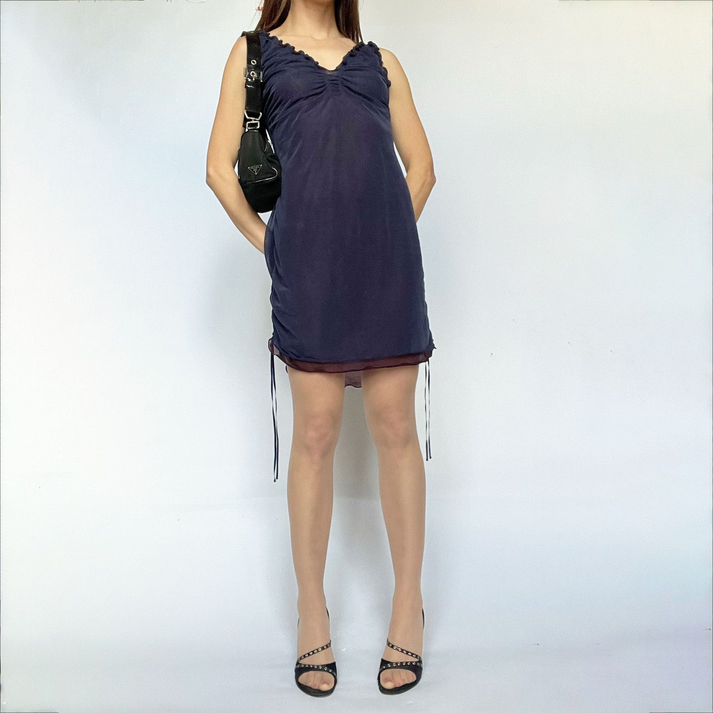 SS 2005 Issey Miyake Mesh Mini Dress in Blue - S 
