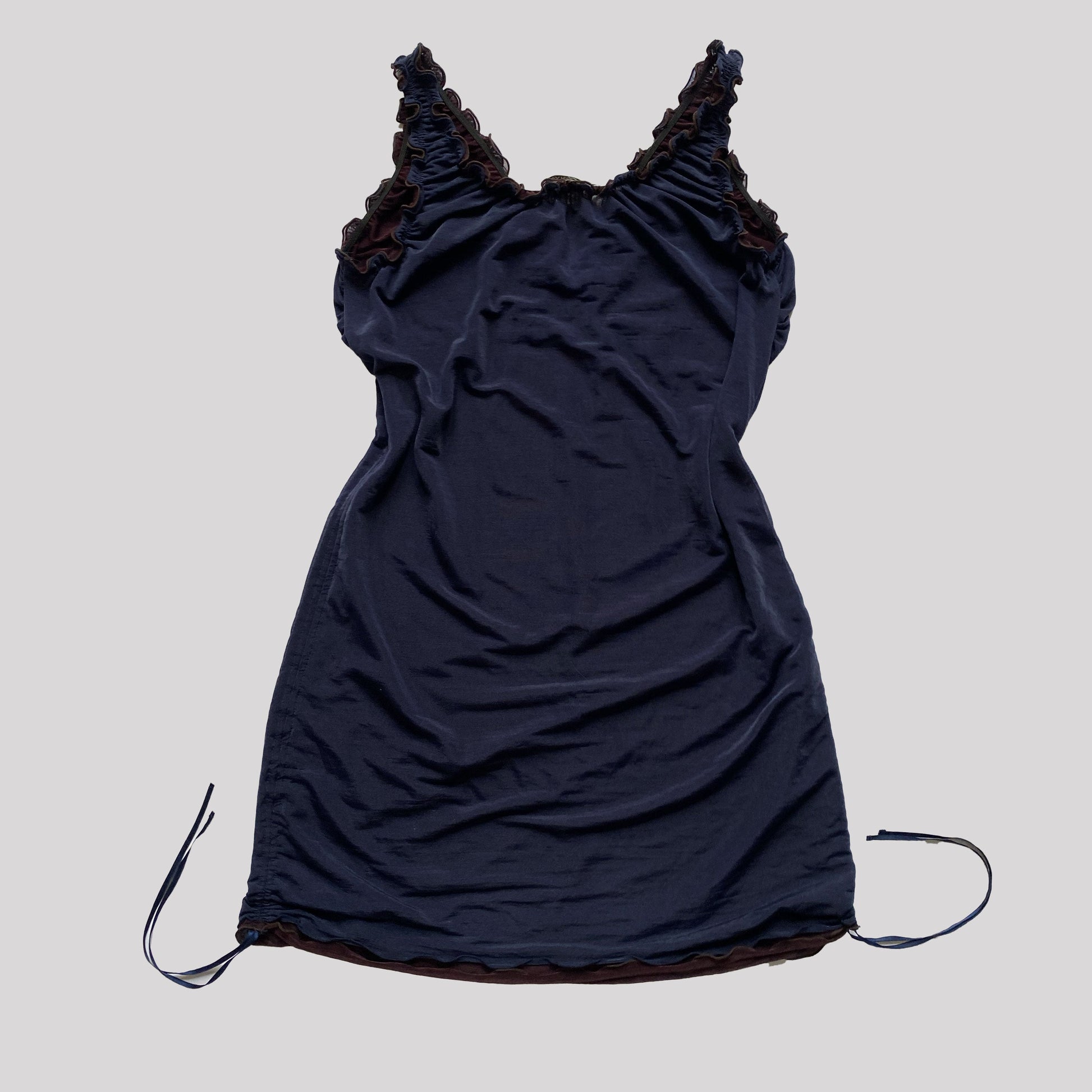 SS 2005 Issey Miyake Mesh Mini Dress in Blue - S 