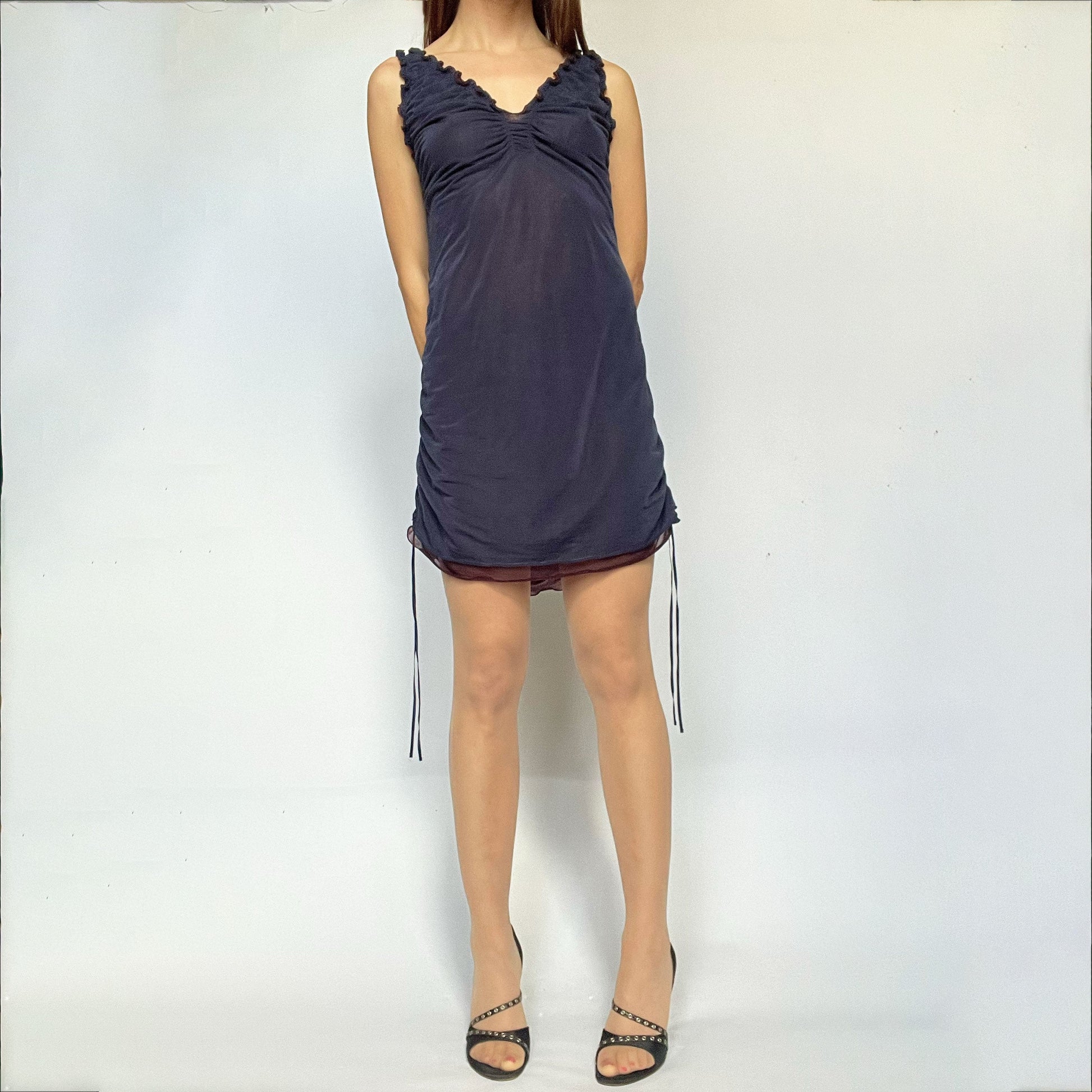SS 2005 Issey Miyake Mesh Mini Dress in Blue - S 