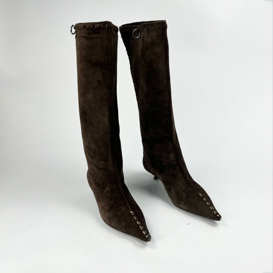 Vintage Fendi Suede Boots With Piercing Detail - UK 7 